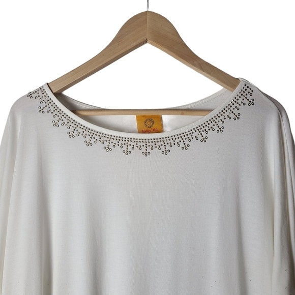 Ruby Rd. White bead half-sleeved  crew neck shirt - Picture 3 of 7